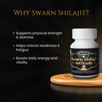 स्वर्ण Shilajit Capsules for Strength, Stamina & Vitality | With Swarn Bhasma & Himalayan Shilajit | Ayurvedic Capsules
