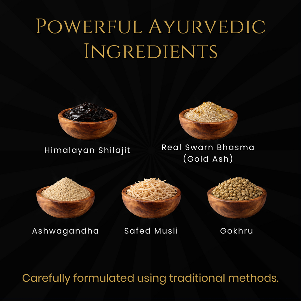 स्वर्ण Shilajit Capsules for Strength, Stamina & Vitality | With Swarn Bhasma & Himalayan Shilajit | Ayurvedic Capsules