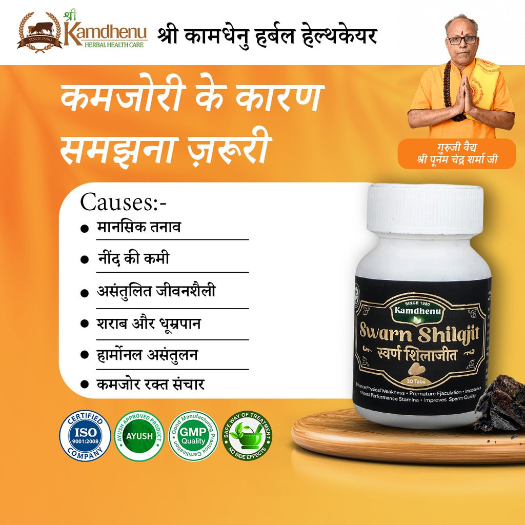 ताकत, सहनशक्ति और जीवन शक्ति के लिए स्वर्ण शिलाजीत कैप्सूल | स्वर्ण भस्म और हिमालयन शिलाजीत के साथ | आयुर्वेदिक कैप्सूल